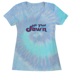 Hit That Jawn Philly Baseball graphic on Women's Lightweight V-Neck T-Shirt in Blue Clouds