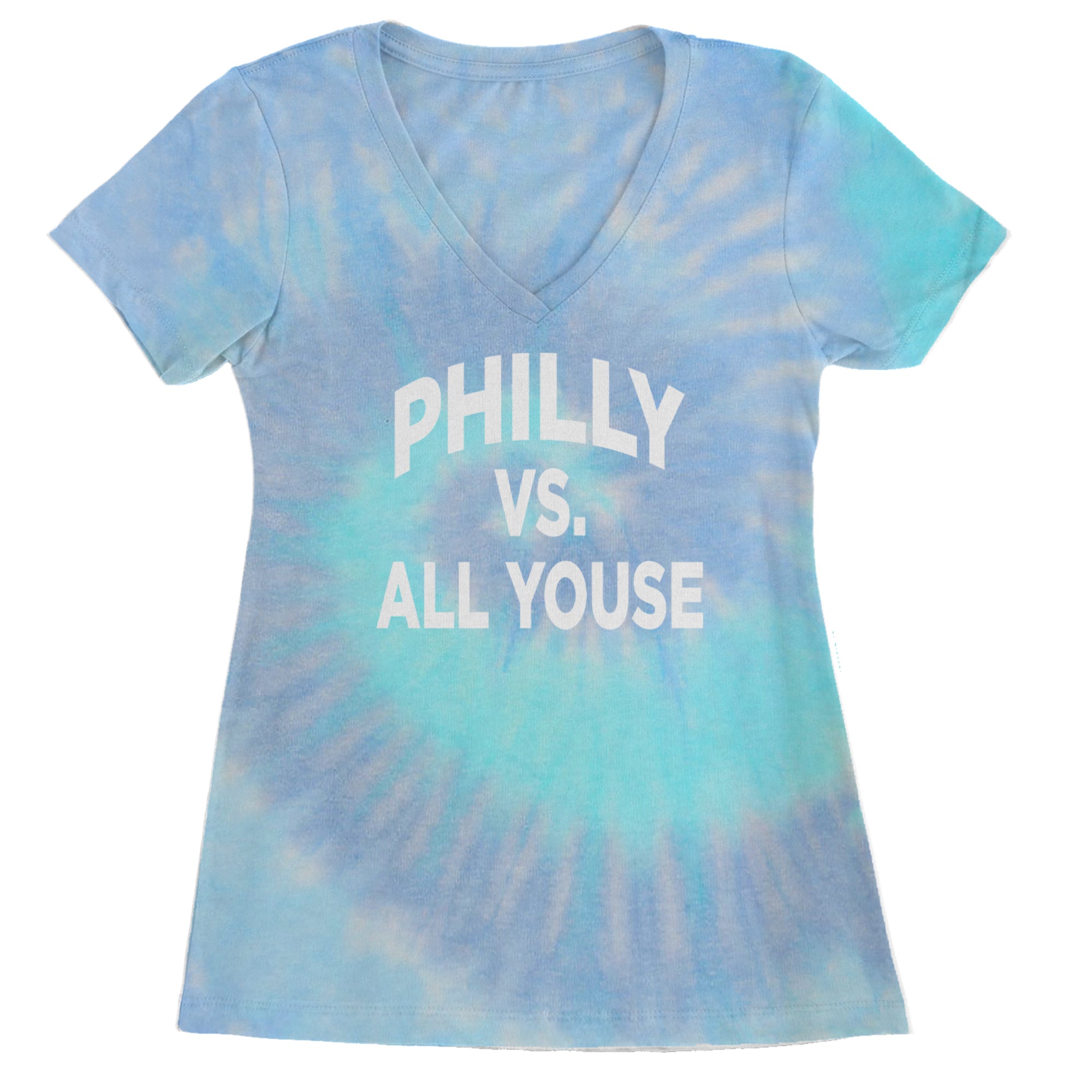 Philly Vs. All Youse Philly Thing Ladies V-Neck T-shirt Blue Clouds