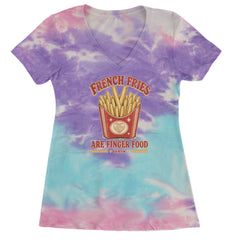 French Fries Are Finger Food IYKYK Ladies V-Neck T-shirt Cotton Candy