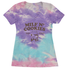Milf And Cookies graphic on Women's Lightweight V-Neck T-Shirt in Cotton Candy