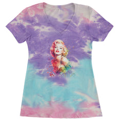 Mrs. Monroe Watercolors Bombshell Ladies V-Neck T-shirt Cotton Candy