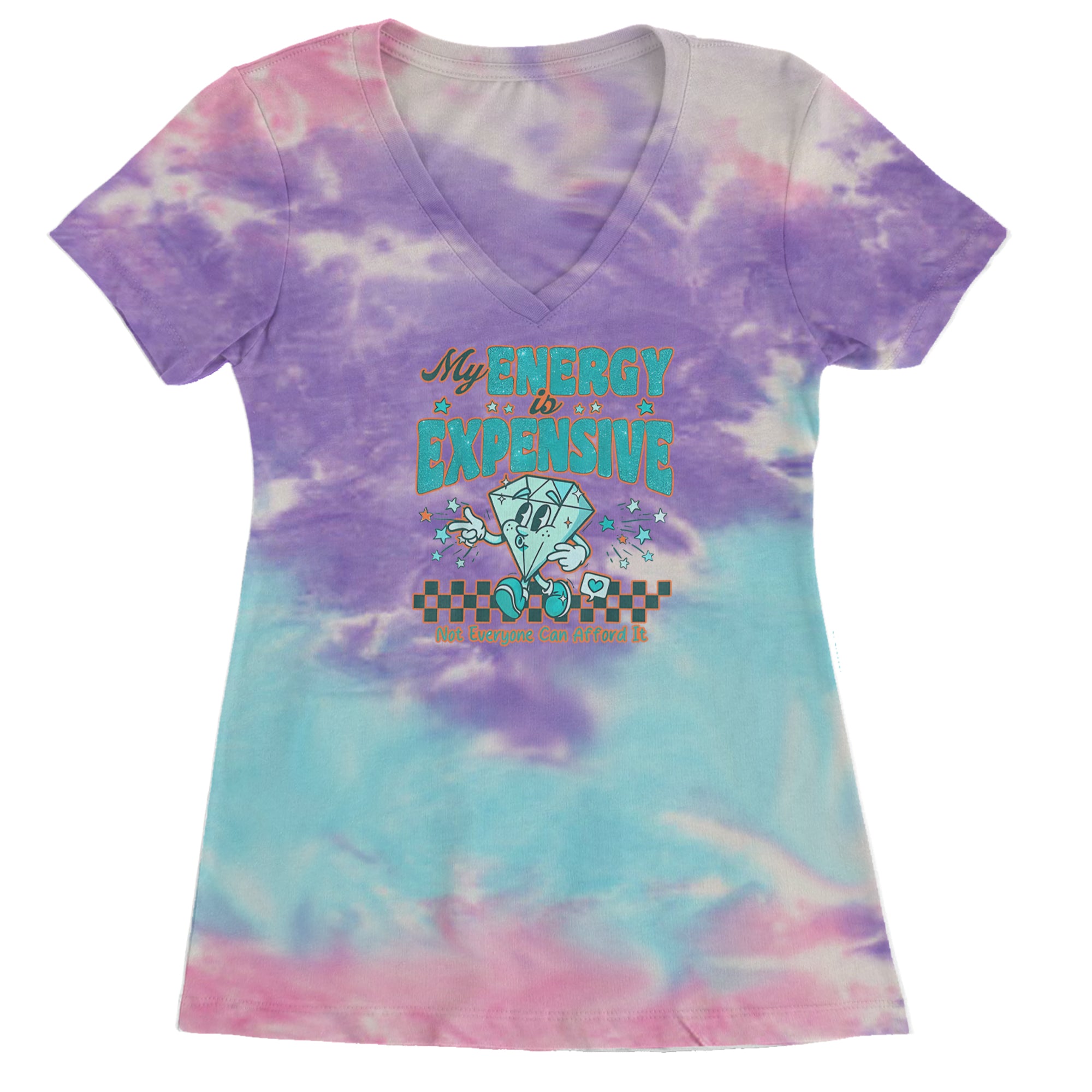 Diamond My Energy Is Expensive Ladies V-Neck T-shirt Cotton Candy