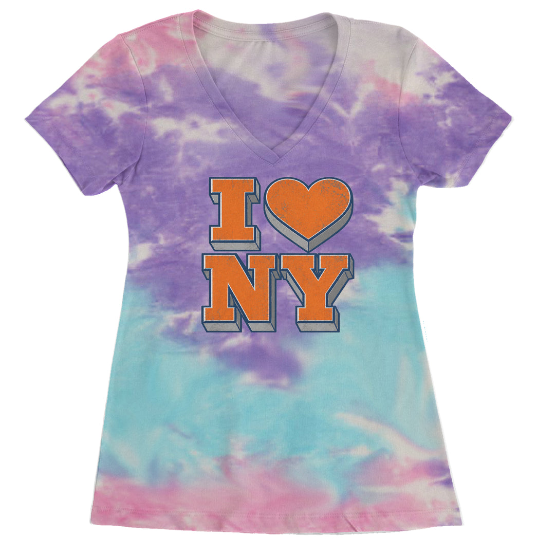 New York City Pride Heart Ladies V-Neck T-shirt Cotton Candy