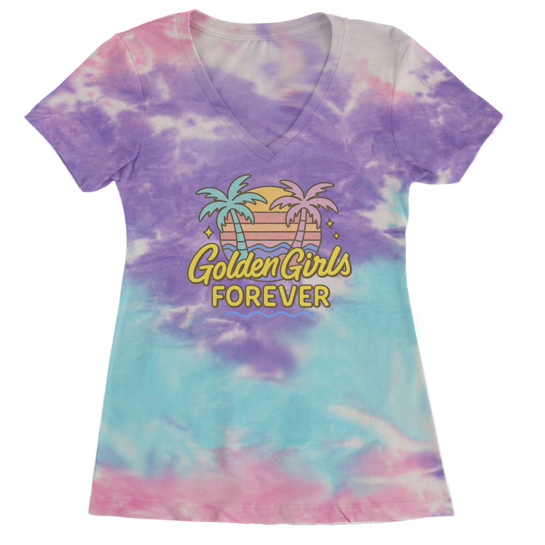 Golden Girls Forever Retro Sunset Ladies V-Neck T-shirt Cotton Candy
