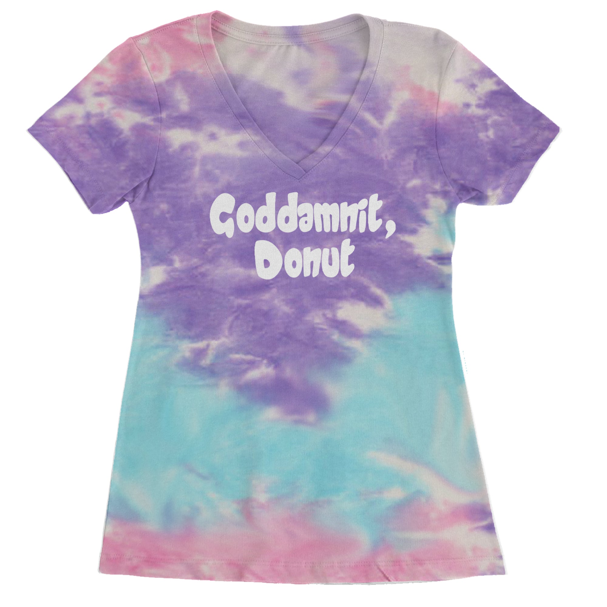 Godd-mnit, Donut Carl Ladies V-Neck T-shirt Cotton Candy