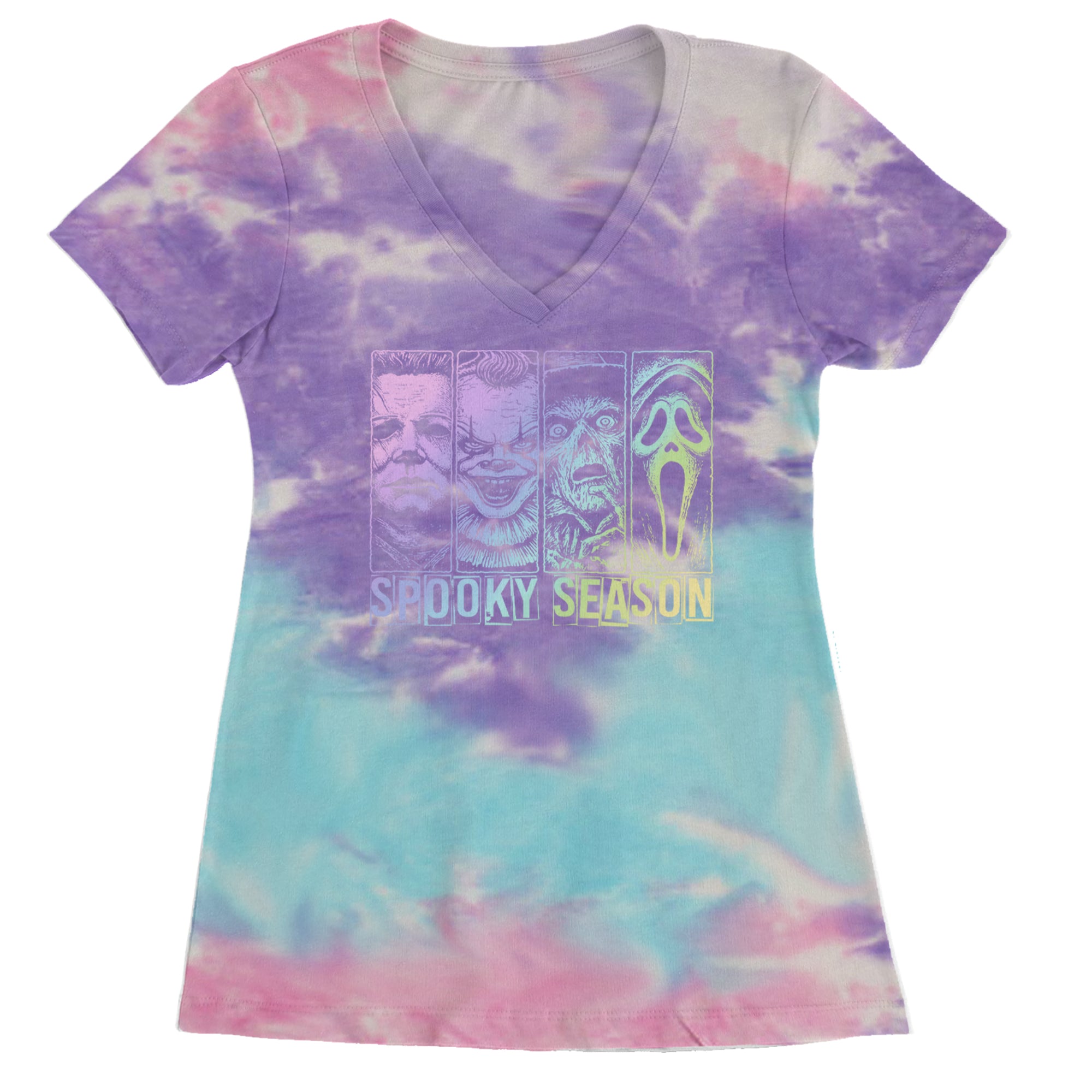 Spooky Season Horror Icons Halloween Ladies V-Neck T-shirt Cotton Candy
