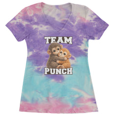 Team Punch Panchi-kun Monkey Ladies V-Neck T-shirt Cotton Candy