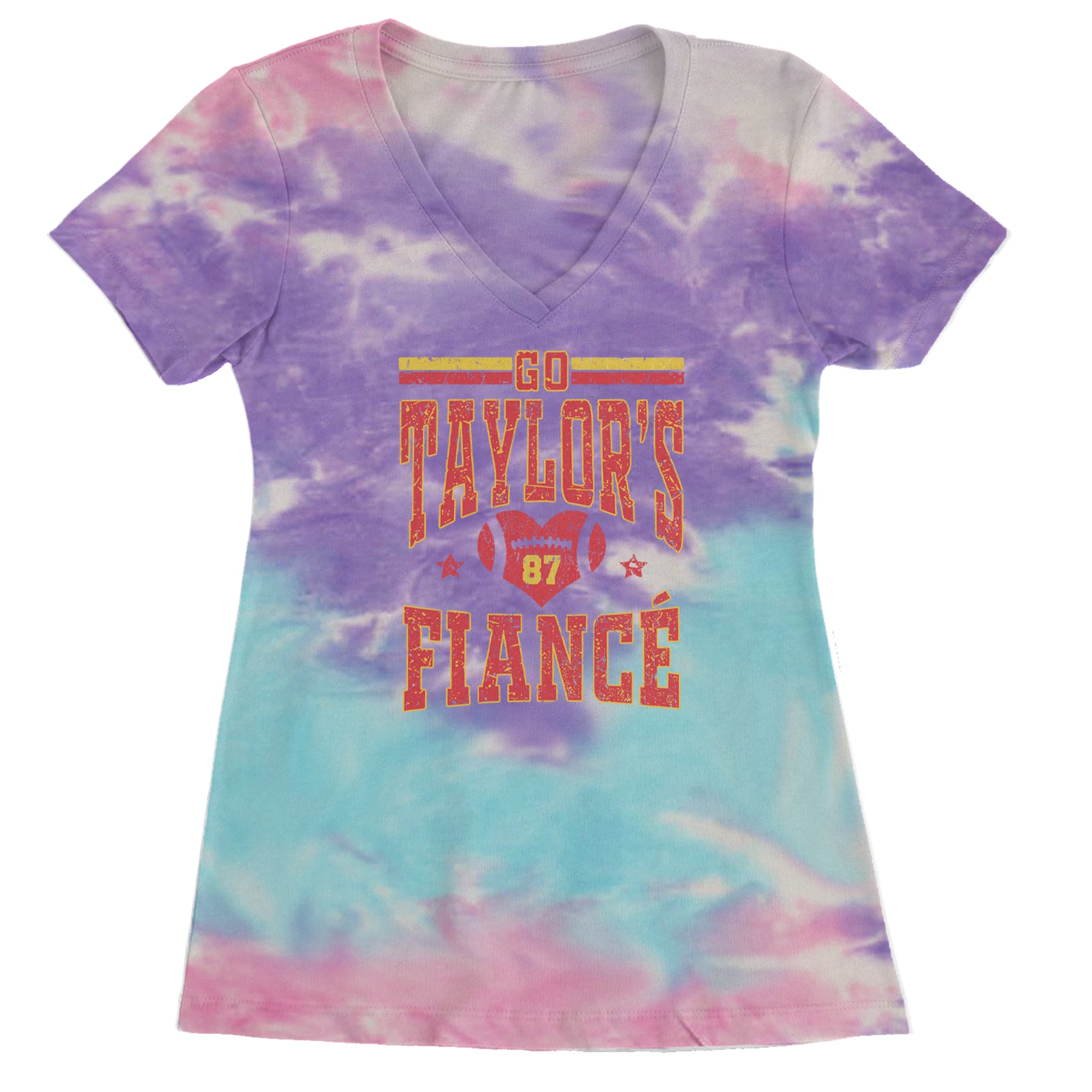 Go Taylor's Fiancé Engagement Game Day Ladies V-Neck T-shirt Cotton Candy