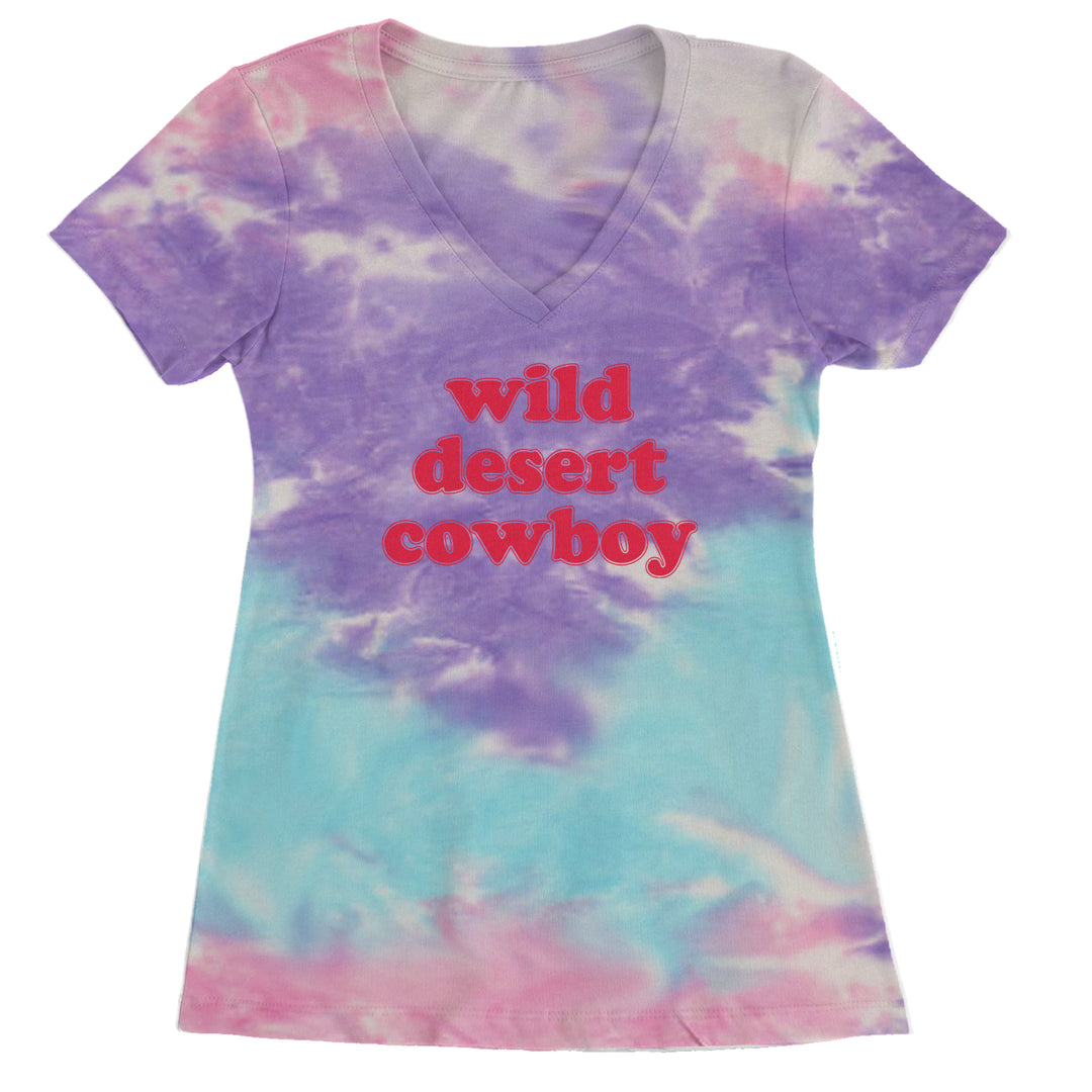 Wild Desert Cowboy Country Ladies V-Neck T-shirt Cotton Candy