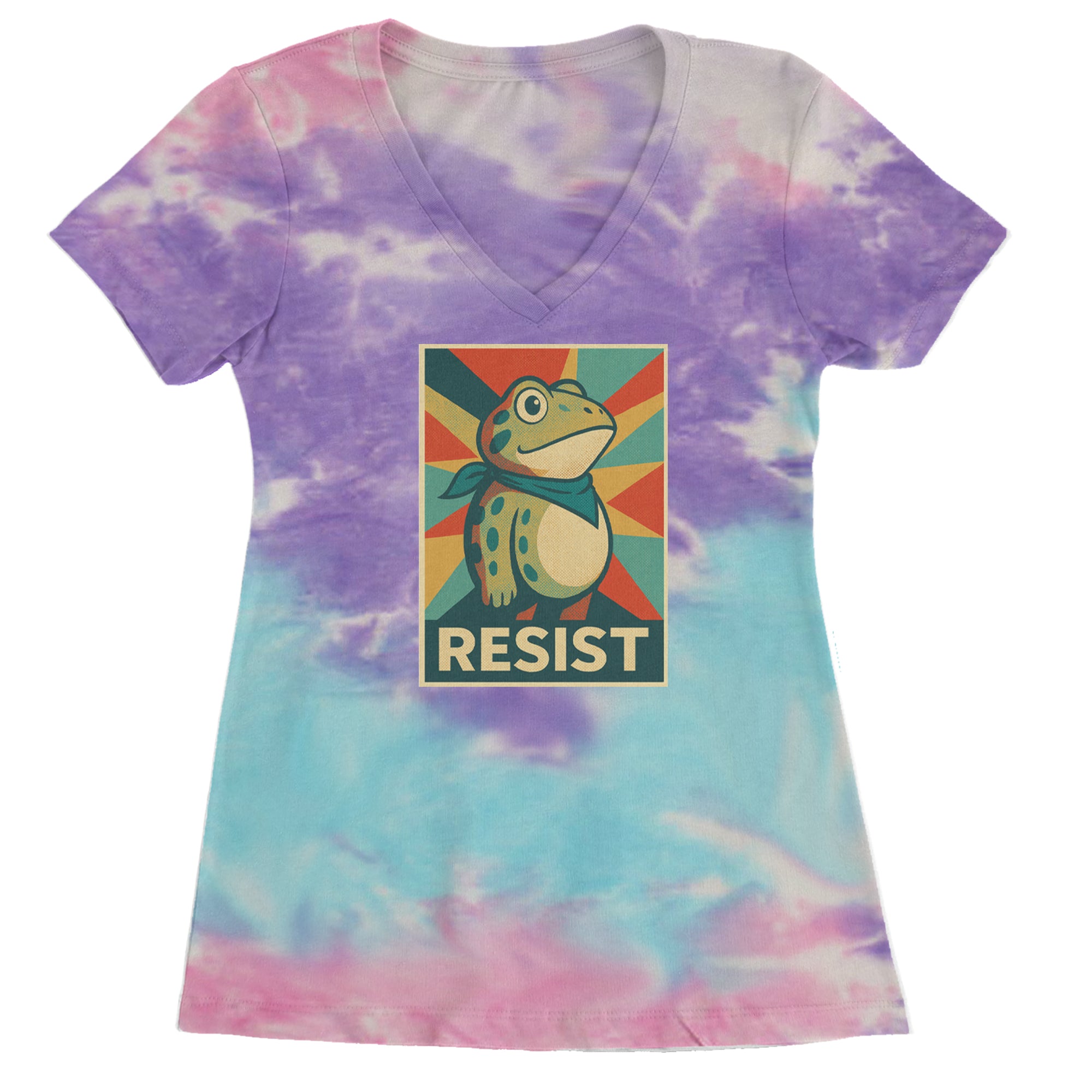 Resist Portland Protest Frog Ladies V-Neck T-shirt Cotton Candy