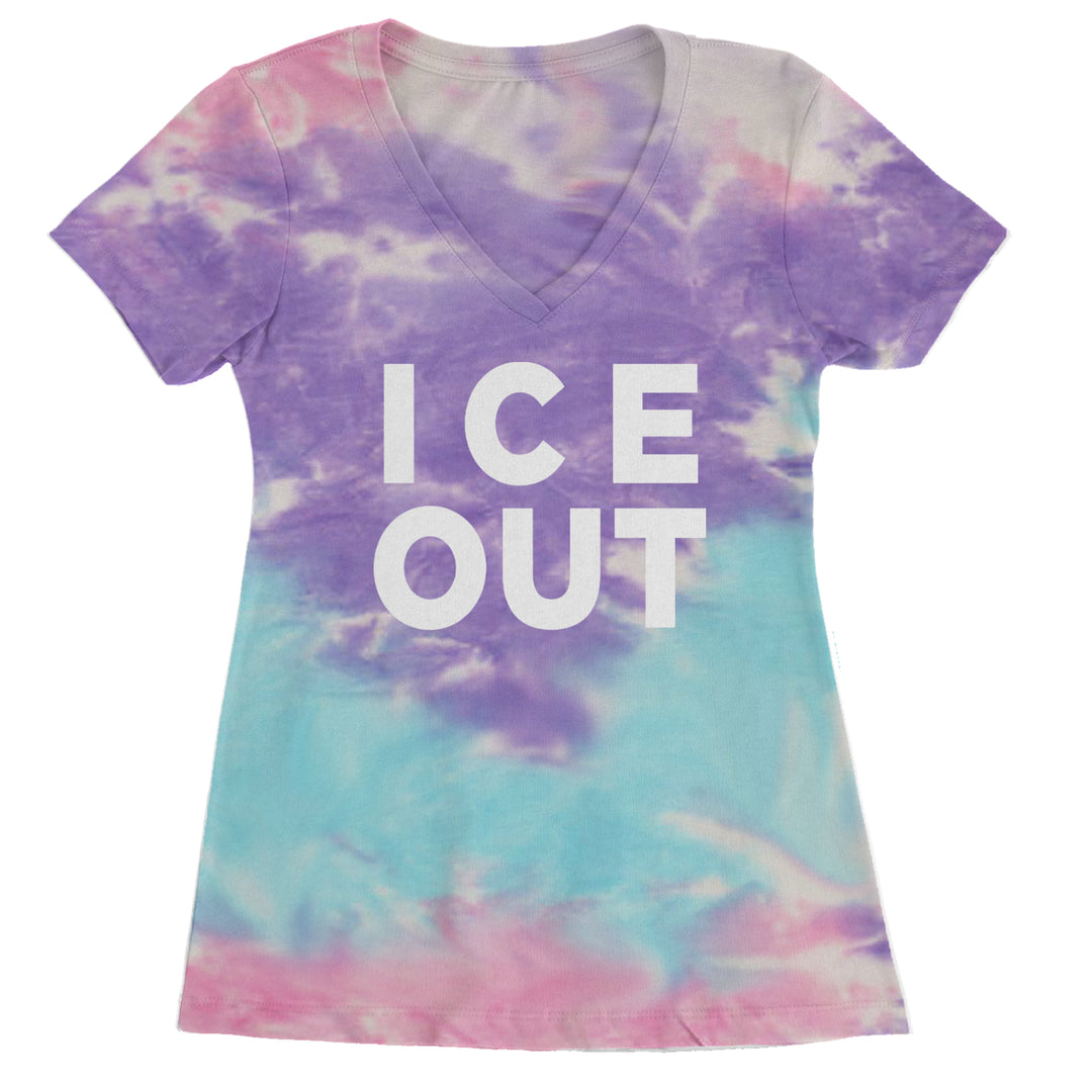 Ice Out Protest Ladies V-Neck T-shirt Cotton Candy