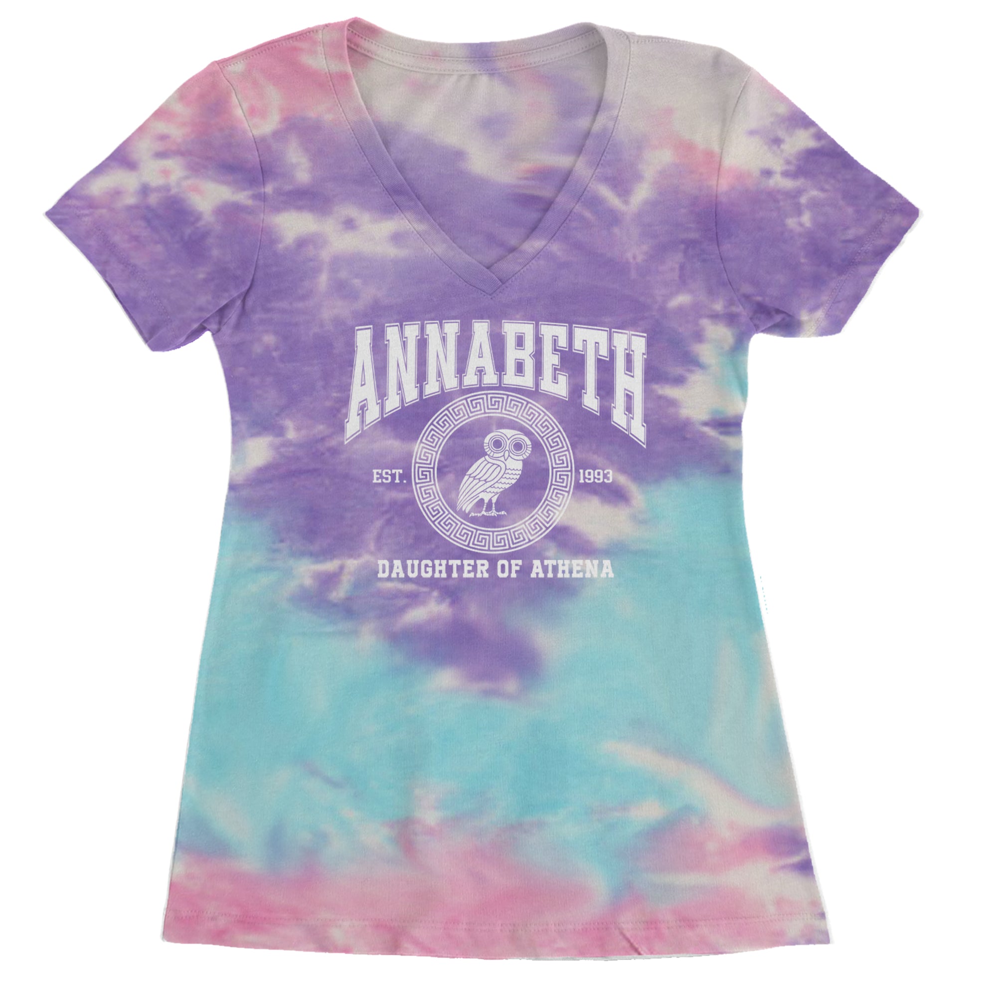 Annabeth Daughter of Athena Owl Wisdom Ladies V-Neck T-shirt Cotton Candy