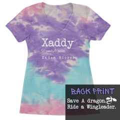 Xaddy Save A Dragon Ride A Wingleader graphic on Women's Lightweight V-Neck T-Shirt in Cotton Candy