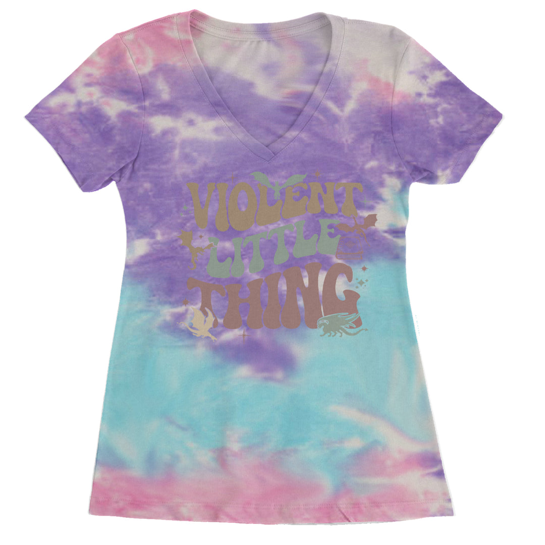 Violent Little Thing Dragon Ladies V-Neck T-shirt Cotton Candy