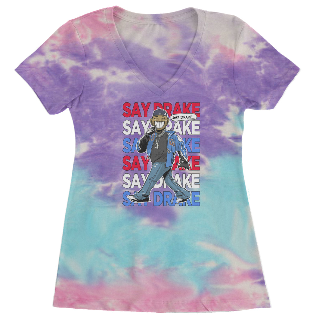Say Drake Smiling Meme Mustard Ladies V-Neck T-shirt Cotton Candy