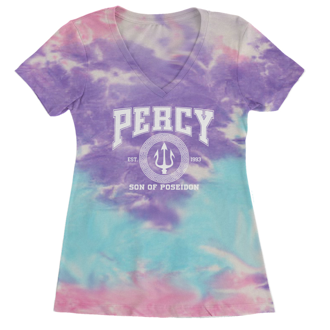 Percy Son Of Poseidon Sea God Ladies V-Neck T-shirt Cotton Candy