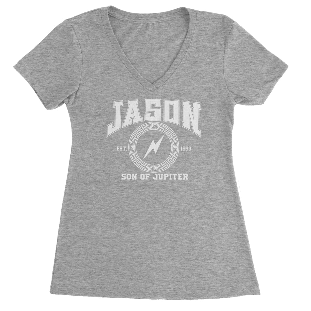 Jason Son of Jupiter Storm Bringer Ladies V-Neck T-shirt Heather Grey