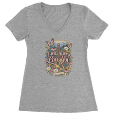 I Will Always Love You Dolly Ladies V-Neck T-shirt Heather Grey