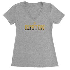 Boston City Pride Irish Ladies V-Neck T-shirt Heather Grey