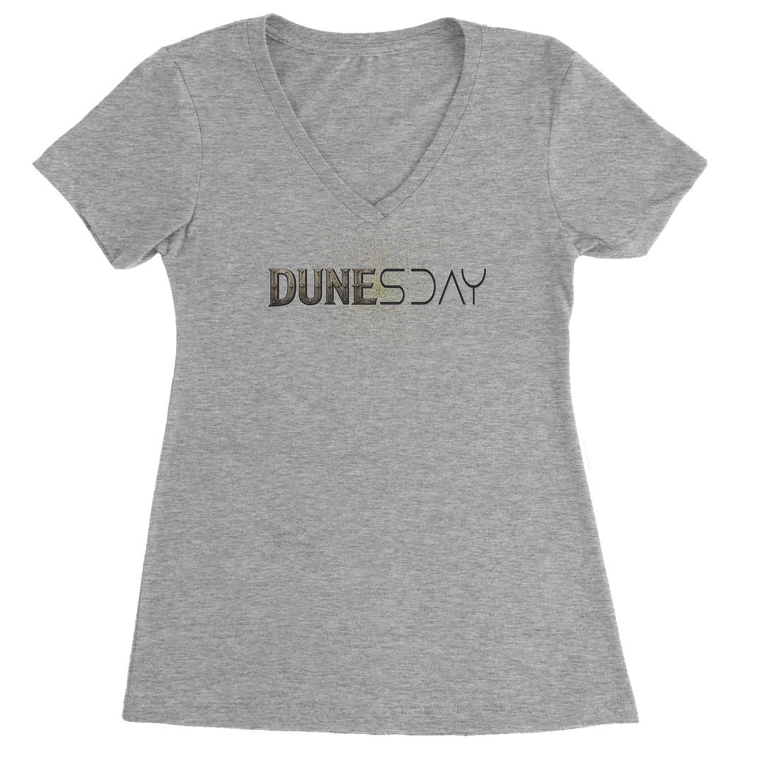 DunesDay Desert Apocolypse Ladies V-Neck T-shirt Heather Grey