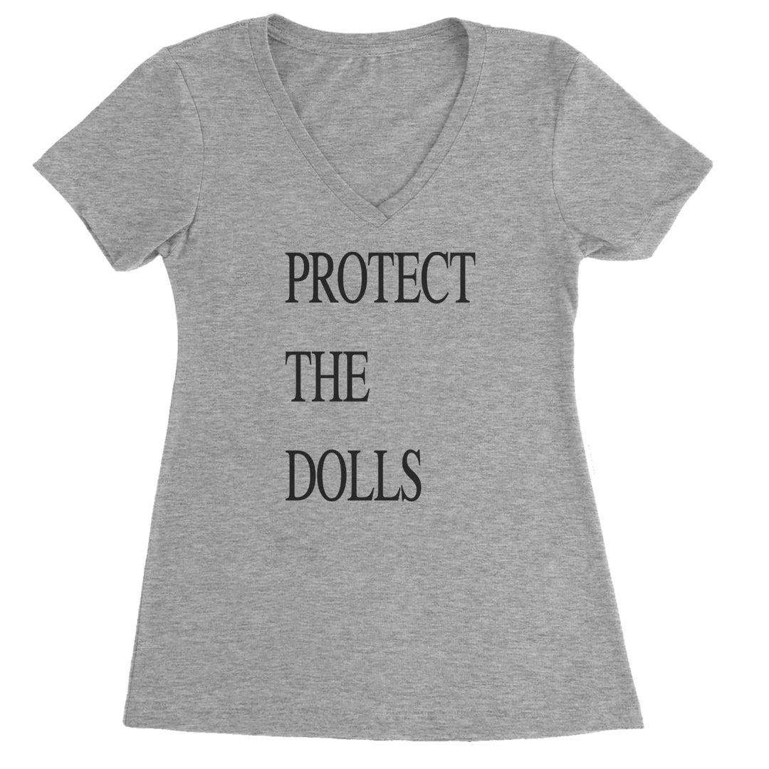 Protect The Dolls Equal Rights Ladies V-Neck T-shirt Heather Grey