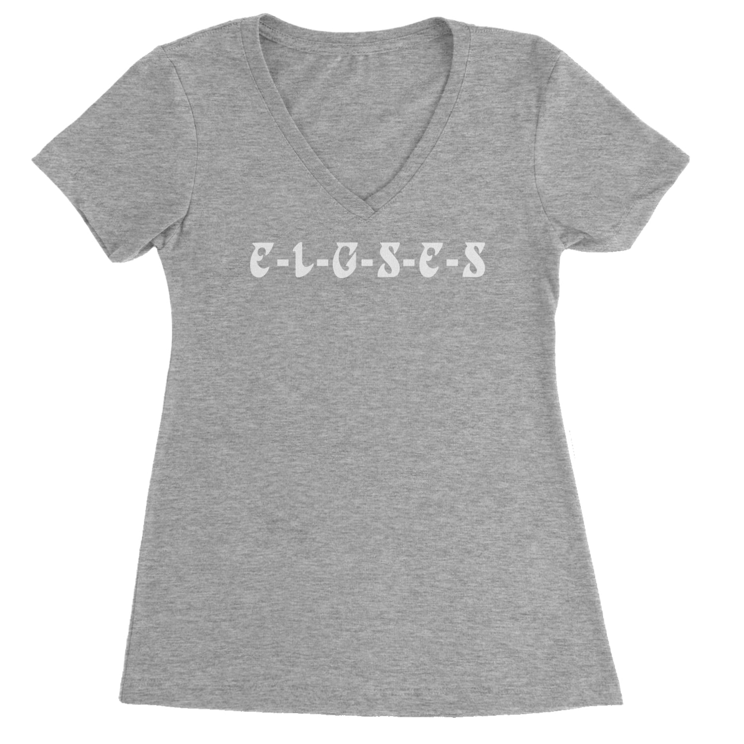 E-L-G-S-E-S Eagles Chant Ladies V-Neck T-shirt Heather Grey