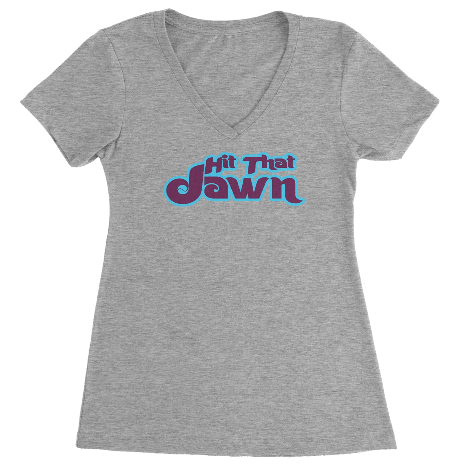 Hit That Jawn Philly Baseball Ladies V-Neck T-shirt Heather Grey