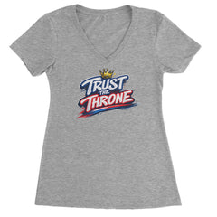 Trust The Throne Crown Philly Hoops Ladies V-Neck T-shirt Heather Grey