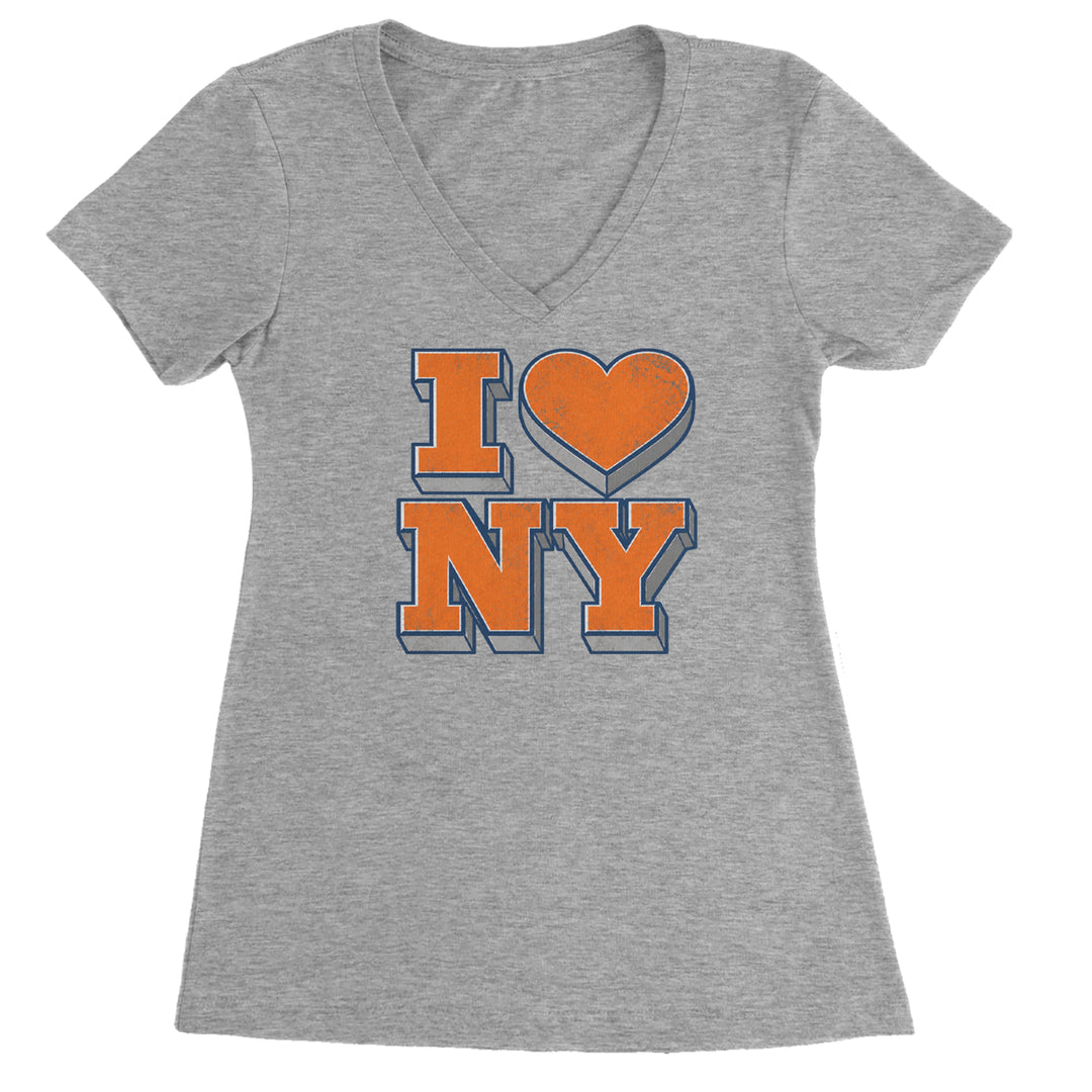 New York City Pride Heart Ladies V-Neck T-shirt Heather Grey