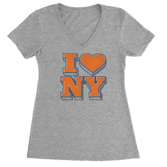 New York City Pride Heart Ladies V-Neck T-shirt Heather Grey