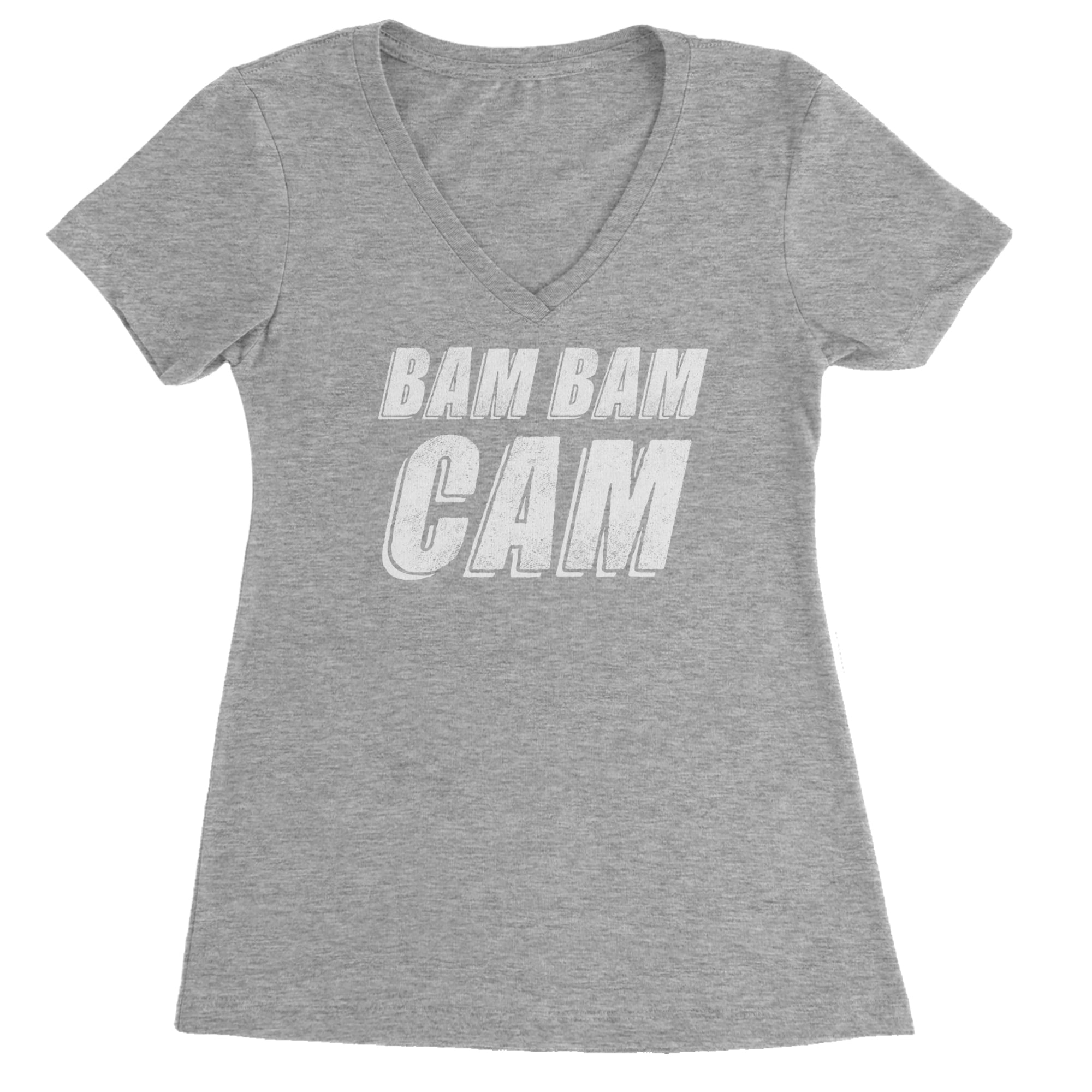 Bam Bam Cam Ladies V-Neck T-shirt Heather Grey