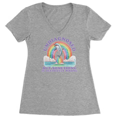 Undiagnosed But Something Is Definitely Wrong Ladies V-Neck T-shirt Heather Grey