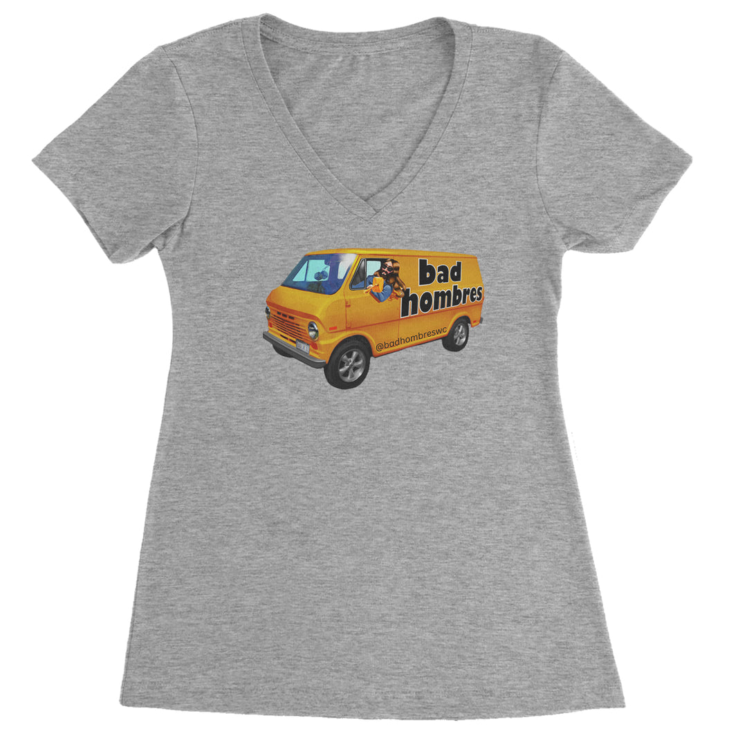 Bad Hombres Van West Chester Band Ladies V-Neck T-shirt Heather Grey