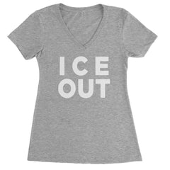 Ice Out Protest Ladies V-Neck T-shirt Heather Grey