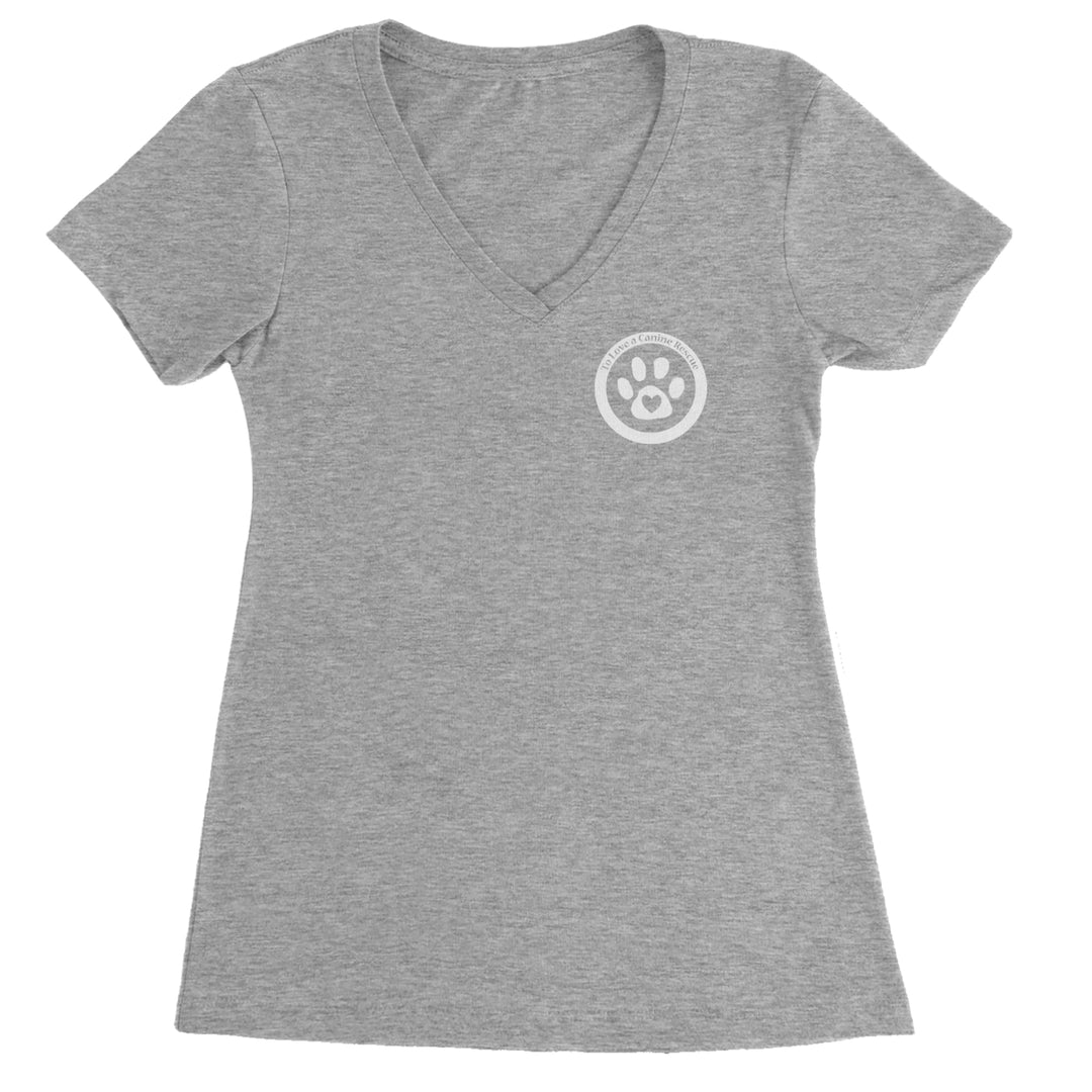 TLC To Love a Canine Dog Rescue White Ladies V-Neck T-shirt Heather Grey