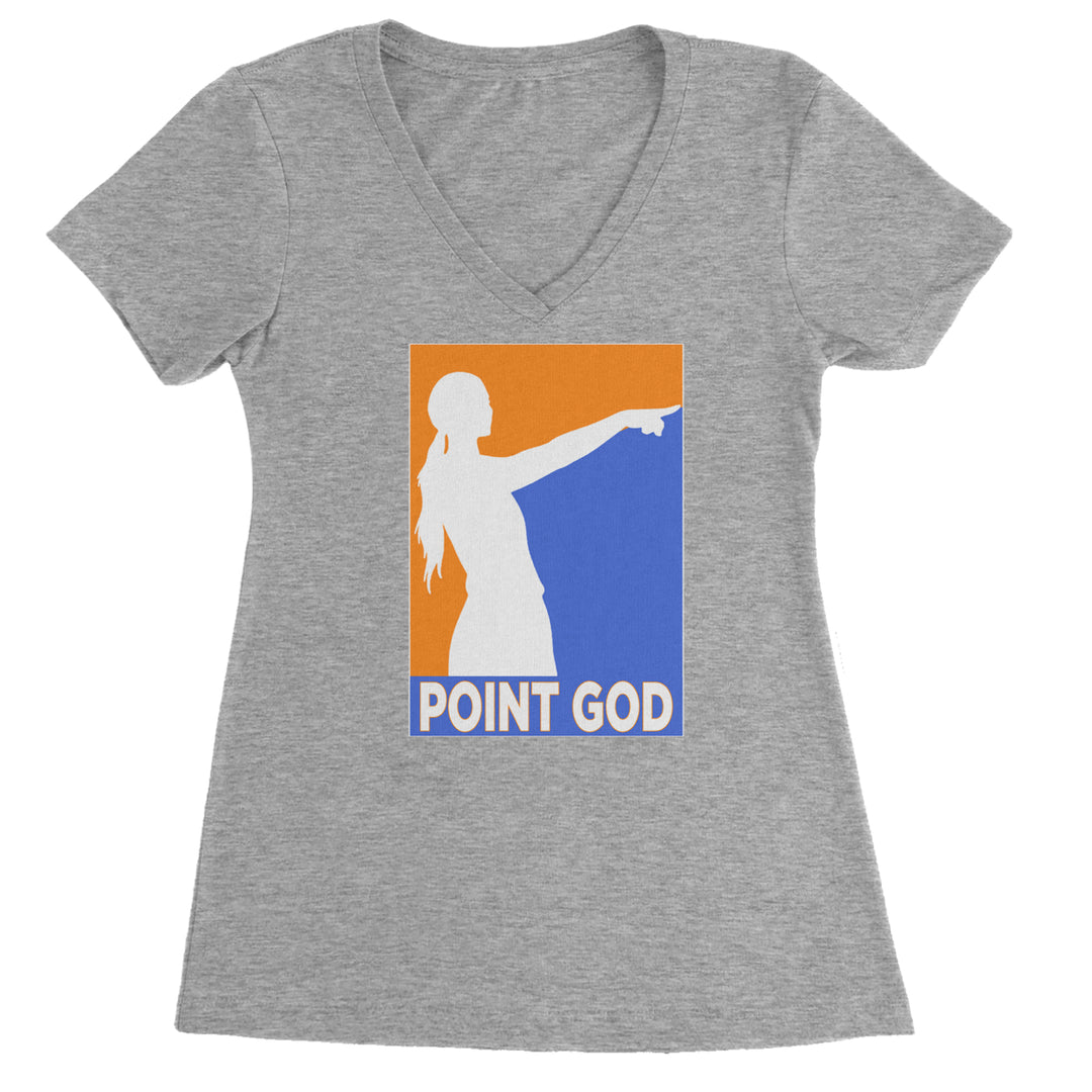 Point God Cunningham Basketball Pointing Meme  Ladies V-Neck T-shirt Heather Grey