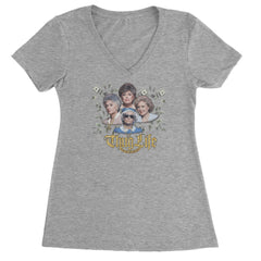 Golden Chain Thug Life Girls Ladies V-Neck T-shirt Heather Grey