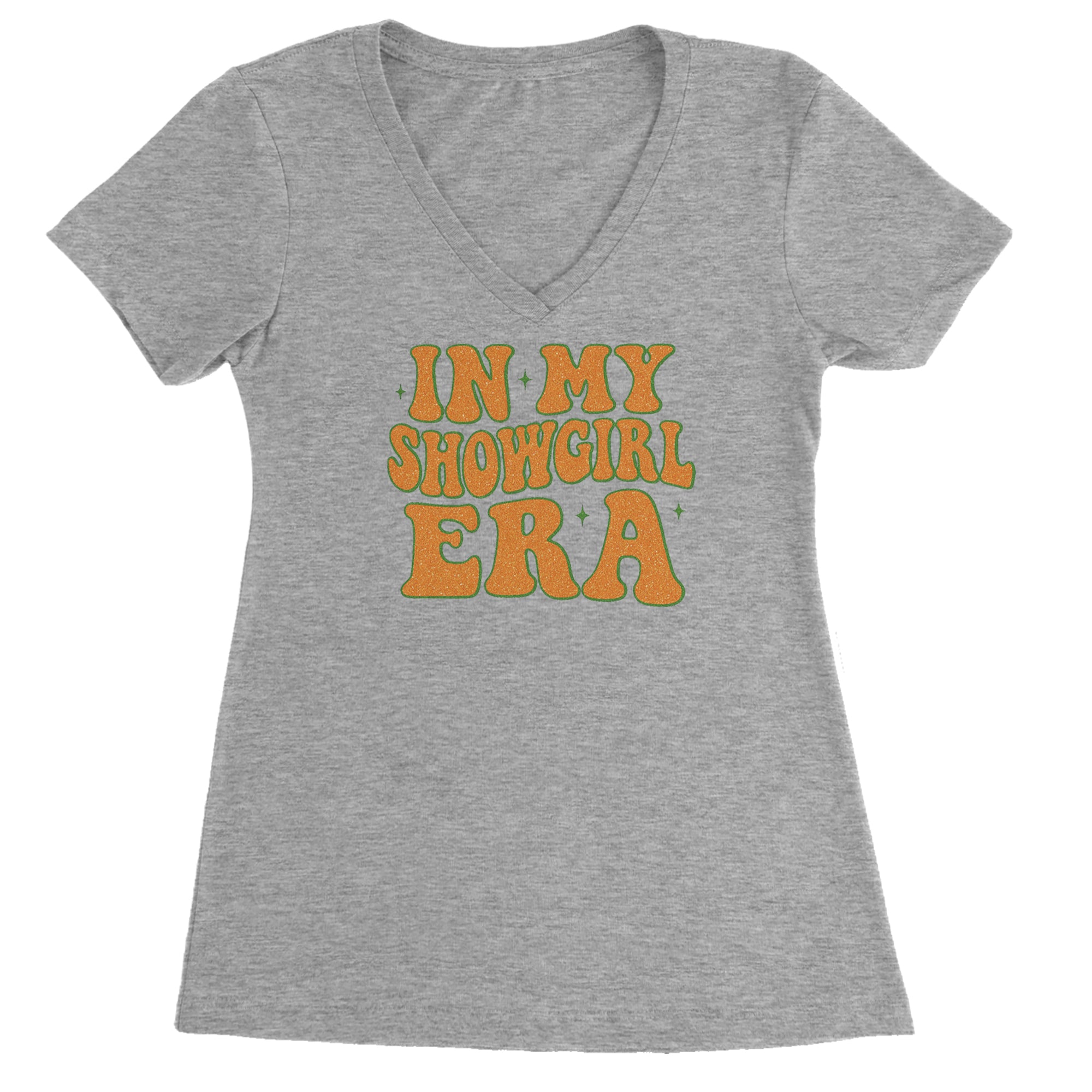 In My Showgirl Era Retro Ladies V-Neck T-shirt Heather Grey
