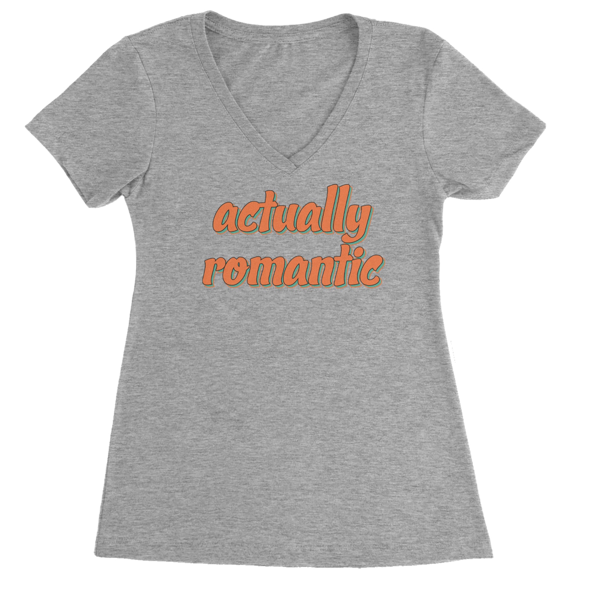 Actually Romantic Ladies V-Neck T-shirt Heather Grey