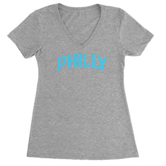 Philly Philadelphia Pride Ladies V-Neck T-shirt Heather Grey