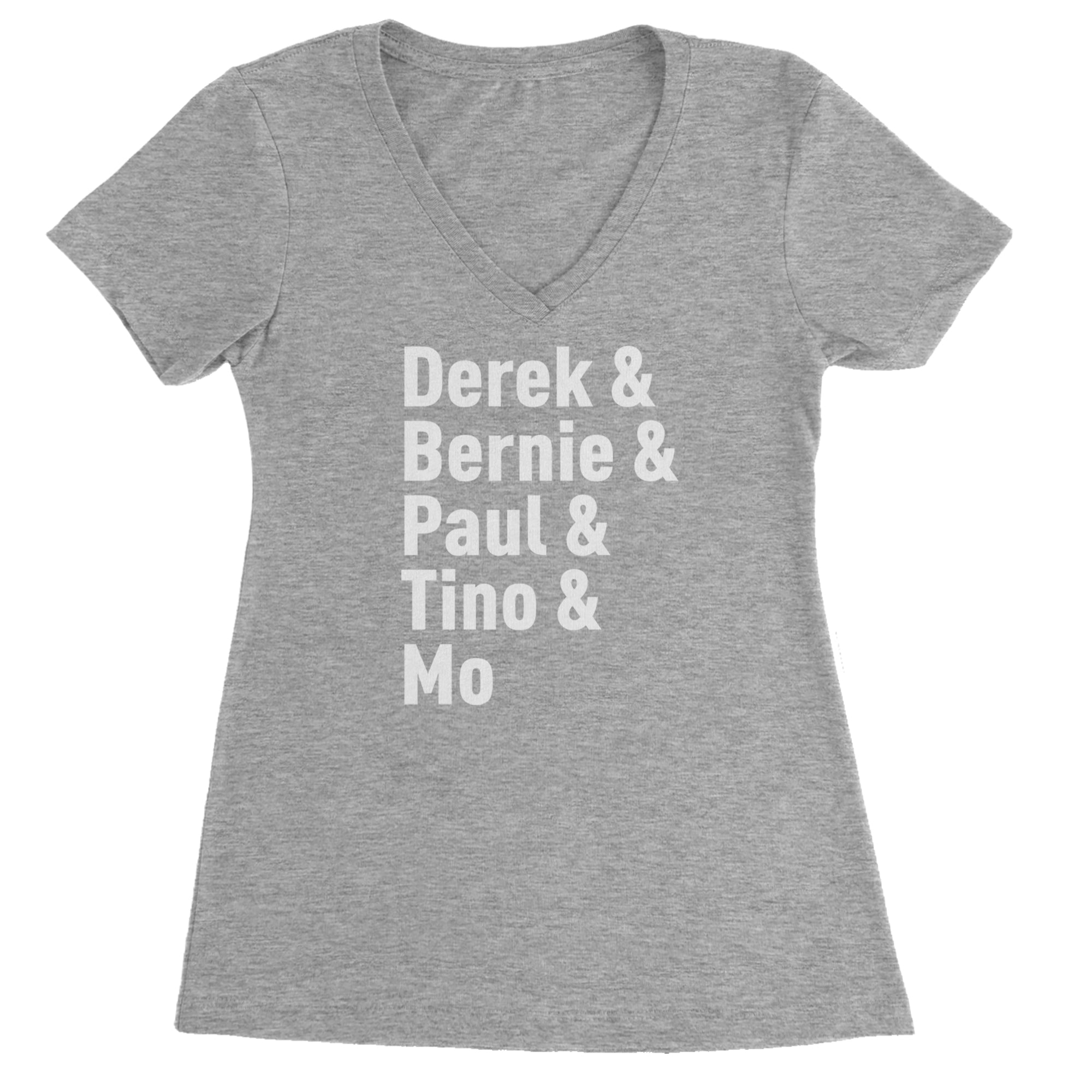 Derek & Bernie & Paul & Tino & Mo Ladies V-Neck T-shirt Heather Grey
