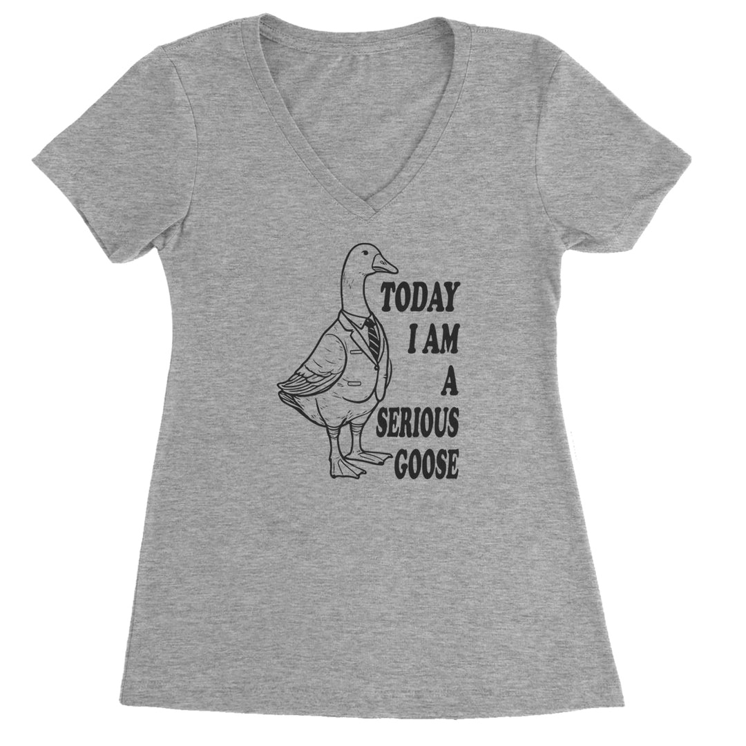 Today I Am A Serious Goose Ladies V-Neck T-shirt Heather Grey
