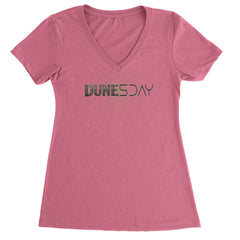 DunesDay Desert Apocolypse Ladies V-Neck T-shirt Hot Pink