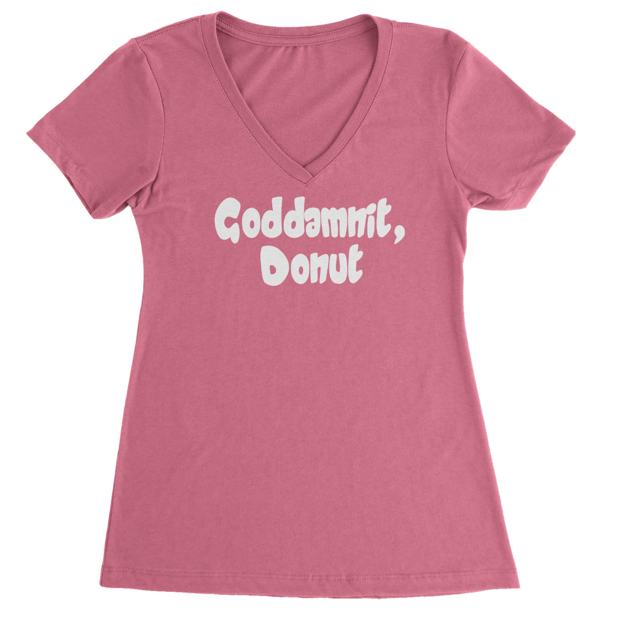 Godd-mnit, Donut Carl Ladies V-Neck T-shirt Hot Pink