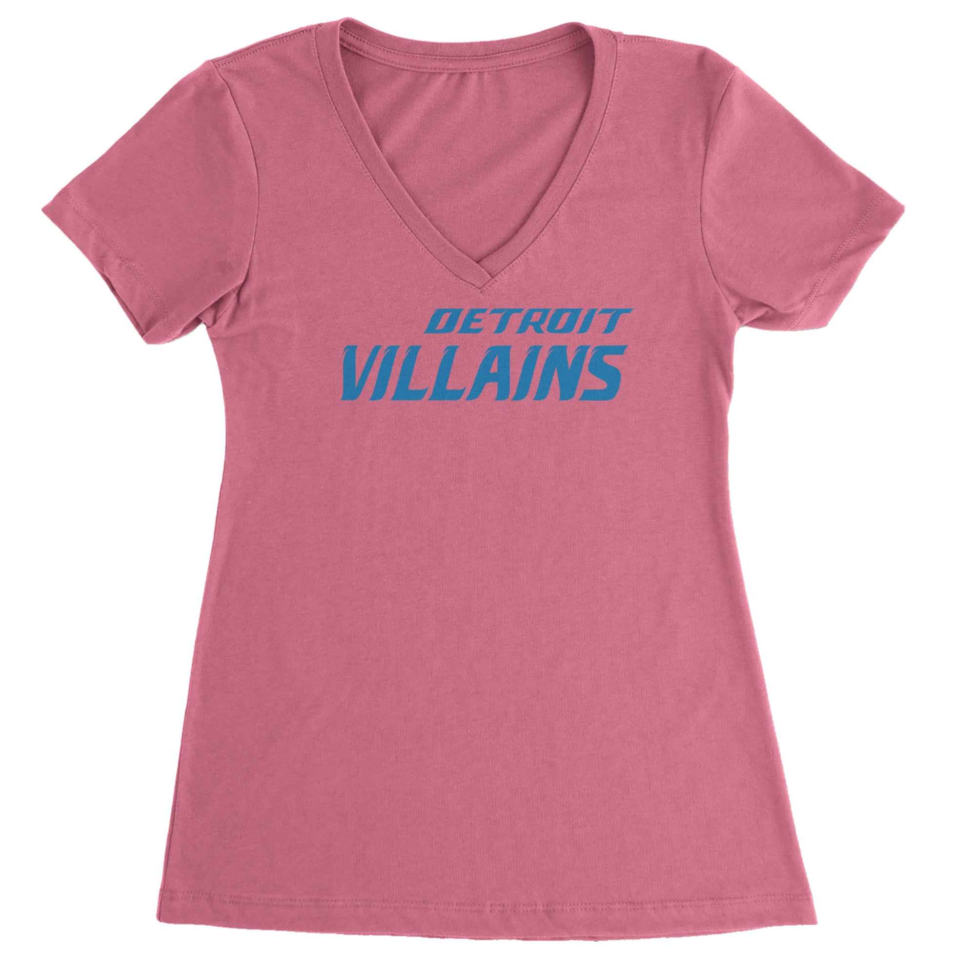 Detroit Villains Grit Football Ladies V-Neck T-shirt Hot Pink
