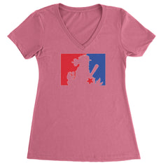 Philly Baseball Phan graphic on Women's Lightweight V-Neck T-Shirt in Hot Pink