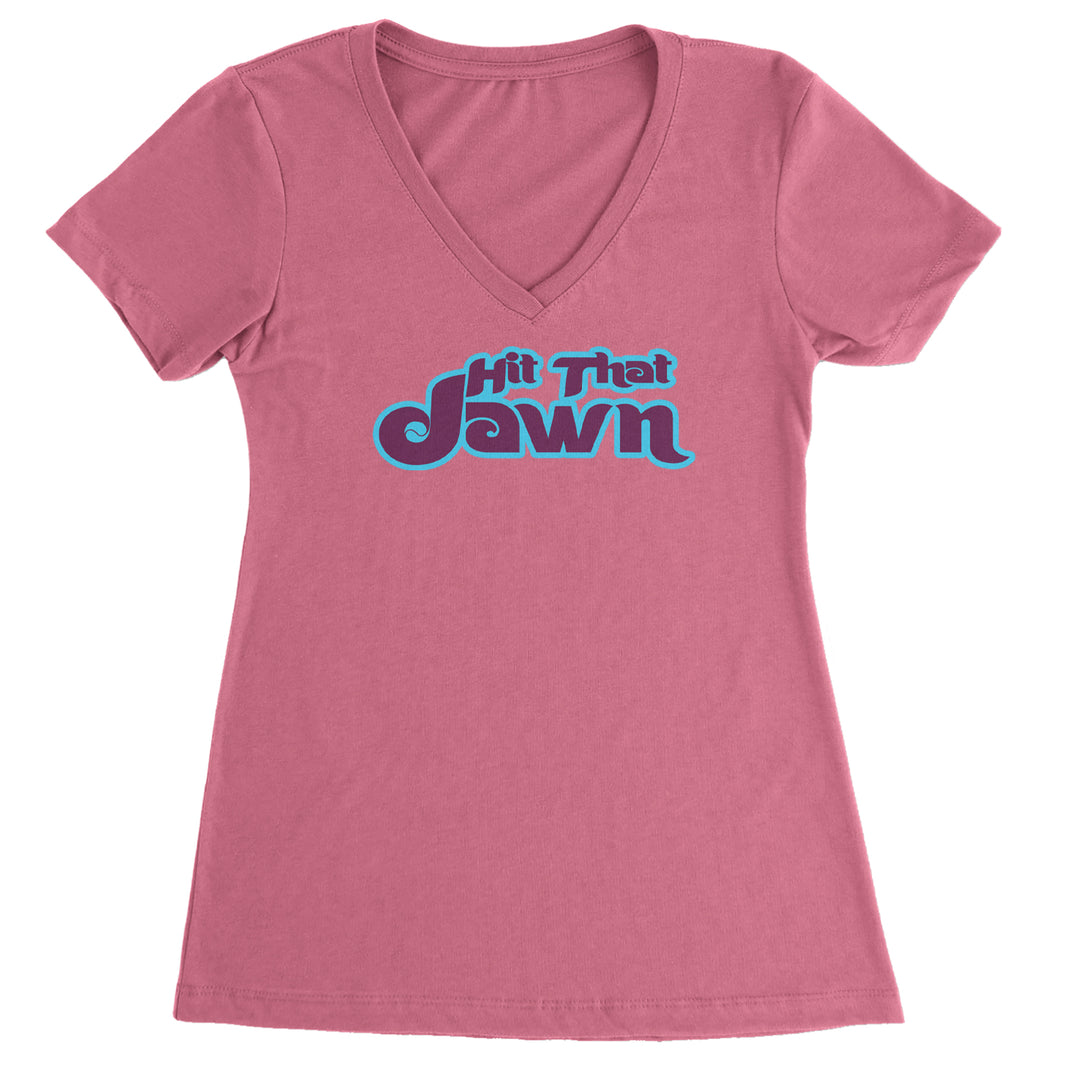 Hit That Jawn Philly Baseball graphic on Women's Lightweight V-Neck T-Shirt in Hot Pink