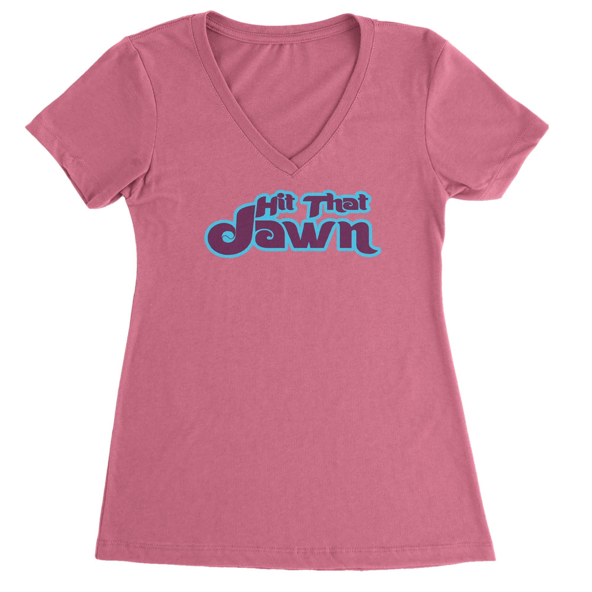 Hit That Jawn Philly Baseball Ladies V-Neck T-shirt Hot Pink