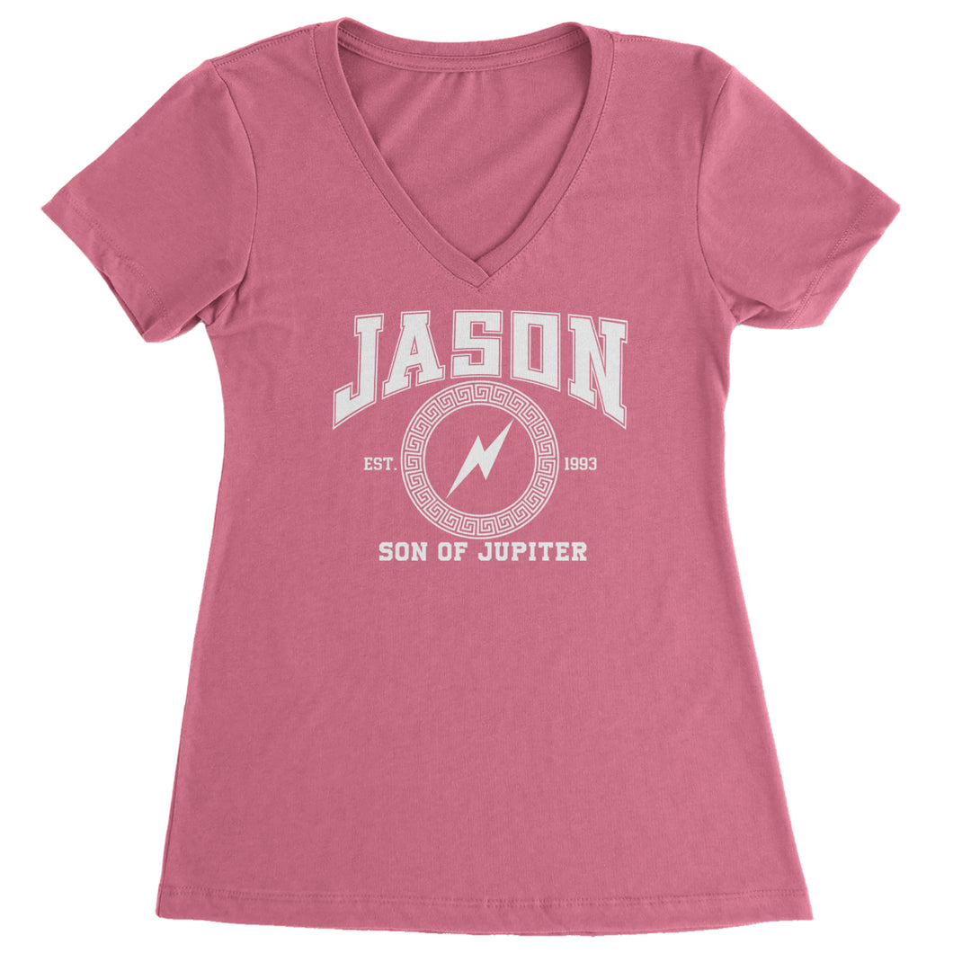Jason Son of Jupiter Storm Bringer Ladies V-Neck T-shirt Hot Pink