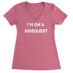 I'm On A Sidequest Festival Rave EDM Ladies V-Neck T-shirt Hot Pink
